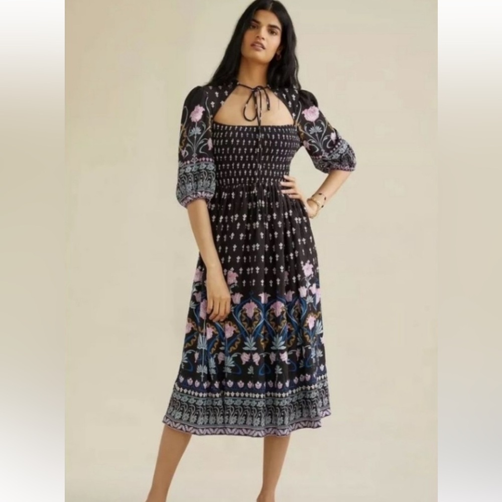 Anthropologie Dasha Smocked Midi Dress